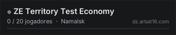 ZE Territory Test Economy na lista de servidores de DayZ da AR16