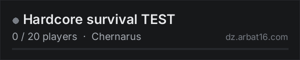 Hardcore survival TEST on the AR16 DayZ server list