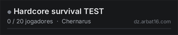 Hardcore survival TEST na lista de servidores de DayZ da AR16