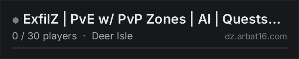 ExfilZ | PvE w/ PvP Zones | AI | Quests | Extracts on the AR16 DayZ server list