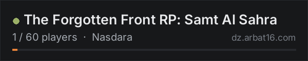 The Forgotten Front RP: Samt Al Sahra on the AR16 DayZ server list
