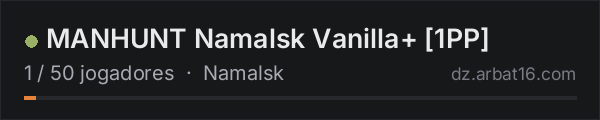 MANHUNT Namalsk Vanilla+ 1PP na lista de servidores de DayZ da AR16