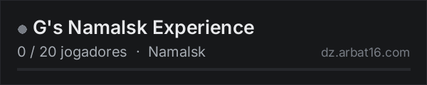 G's Namalsk Experience na lista de servidores de DayZ da AR16