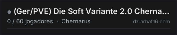 (Ger/PVE) Die Soft Variante 2.0 Chernarus na lista de servidores de DayZ da AR16