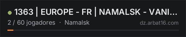 1363 | EUROPE - FR | NAMALSK - VANILLA na lista de servidores de DayZ da AR16