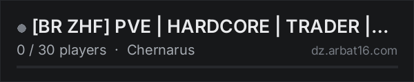 BR ZHF PVE | HARDCORE | TRADER | MISSION | BOT on the AR16 DayZ server list