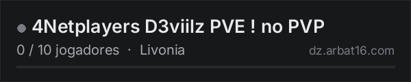 4Netplayers D3viilz PVE ! no PVP na lista de servidores de DayZ da AR16