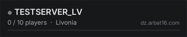 TESTSERVER_LV on the AR16 DayZ server list