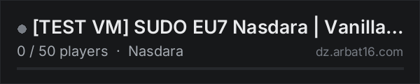 TEST VM SUDO EU7 Nasdara | Vanilla | 1.30 on the AR16 DayZ server list