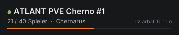 ATLANT PVE Cherno #1 in der DayZ-Serverliste von AR16
