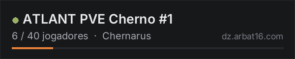 ATLANT PVE Cherno #1 na lista de servidores de DayZ da AR16