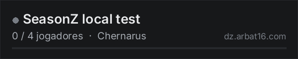 SeasonZ local test na lista de servidores de DayZ da AR16