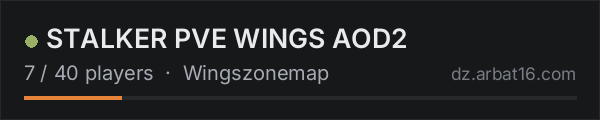 STALKER PVE WINGS AOD2 on the AR16 DayZ server list
