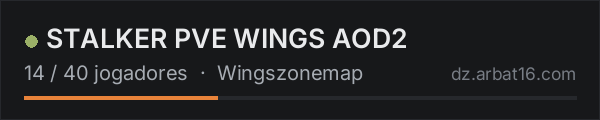 STALKER PVE WINGS AOD2 na lista de servidores de DayZ da AR16
