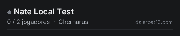 Nate Local Test na lista de servidores de DayZ da AR16