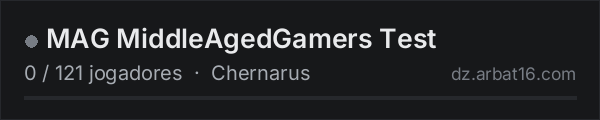 MAG MiddleAgedGamers Test na lista de servidores de DayZ da AR16
