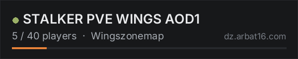 STALKER PVE WINGS AOD1 on the AR16 DayZ server list