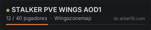 STALKER PVE WINGS AOD1 na lista de servidores de DayZ da AR16