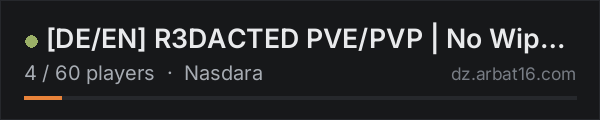 [DE/EN] R3DACTED PVE/PVP | No Wipe | Nasdara on the AR16 DayZ server list