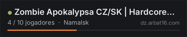 Zombie Apokalypsa CZ/SK | Hardcore Namalsk | PVE Survival na lista de servidores de DayZ da AR16