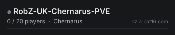 RobZ-UK-Chernarus-PVE on the AR16 DayZ server list
