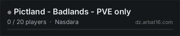 Pictland - Badlands - PVE only on the AR16 DayZ server list