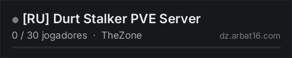 RU Durt Stalker PVE Server na lista de servidores de DayZ da AR16