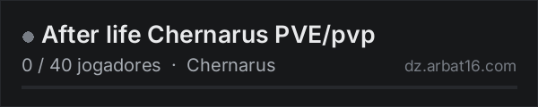 After life Chernarus PVE/pvp na lista de servidores de DayZ da AR16
