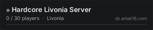 Hardcore Livonia Server on the AR16 DayZ server list