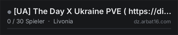 [UA] The Day X Ukraine PVE ( https://discord.gg/bypjebCSJK ) in der DayZ-Serverliste von AR16