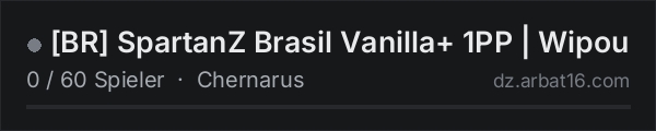[BR] SpartanZ Brasil Vanilla+ 1PP | Wipou in der DayZ-Serverliste von AR16