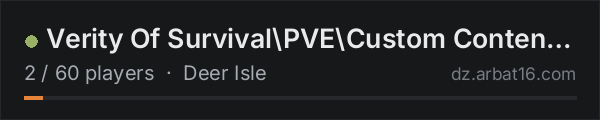 Verity Of Survival\PVE\Custom Content And Surprises on the AR16 DayZ server list