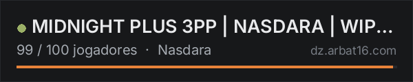 MIDNIGHT PLUS 3PP | NASDARA | WIPE 15.10 na lista de servidores de DayZ da AR16