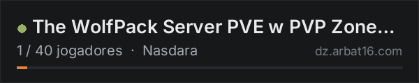 The WolfPack Server PVE w PVP Zones / AI / 100k Start / na lista de servidores de DayZ da AR16