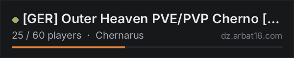 [GER] Outer Heaven PVE/PVP Cherno [Trader|Weed|Heli|Cars|BBP] on the AR16 DayZ server list