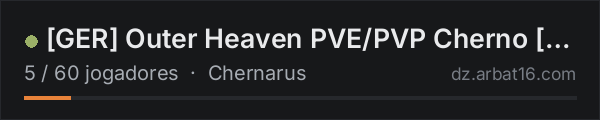 GER Outer Heaven PVE/PVP Cherno Trader|Weed|Heli|Cars|BBP na lista de servidores de DayZ da AR16