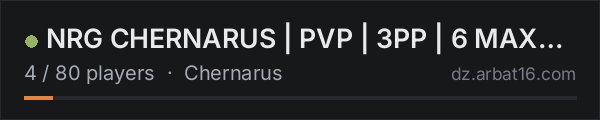 NRG CHERNARUS | PVP | 3PP | 6 MAX PARTY | WIPE 17.10 on the AR16 DayZ server list
