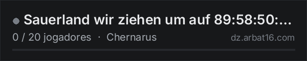 Sauerland wir ziehen um auf 89:58:50:244/2302 na lista de servidores de DayZ da AR16