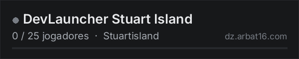 DevLauncher Stuart Island na lista de servidores de DayZ da AR16