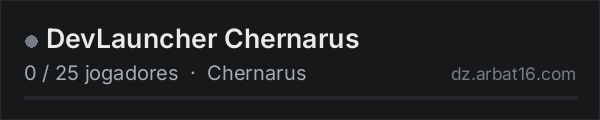 DevLauncher Chernarus na lista de servidores de DayZ da AR16