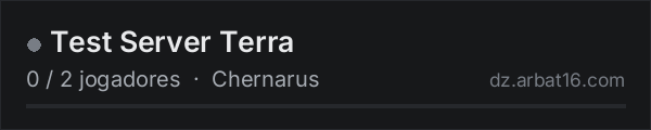 Test Server Terra na lista de servidores de DayZ da AR16