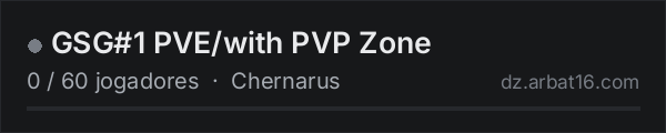 GSG#1 PVE/with PVP Zone na lista de servidores de DayZ da AR16