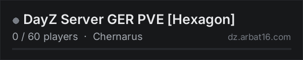 DayZ Server GER PVE Hexagon on the AR16 DayZ server list