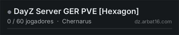 DayZ Server GER PVE Hexagon na lista de servidores de DayZ da AR16
