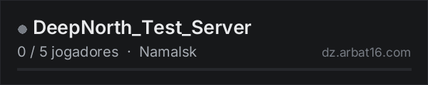 DeepNorth_Test_Server na lista de servidores de DayZ da AR16