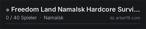 Freedom Land Namalsk Hardcore Survival 1PP Vanilla+ in der DayZ-Serverliste von AR16
