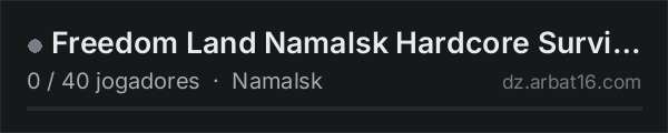 Freedom Land Namalsk Hardcore Survival 1PP Vanilla+ na lista de servidores de DayZ da AR16