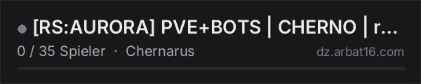 [RS:AURORA] PVE+BOTS | CHERNO | rs-aurora.com #1 [RU/EN] in der DayZ-Serverliste von AR16