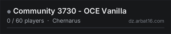 Community 3730 - OCE Vanilla on the AR16 DayZ server list