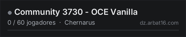 Community 3730 - OCE Vanilla na lista de servidores de DayZ da AR16